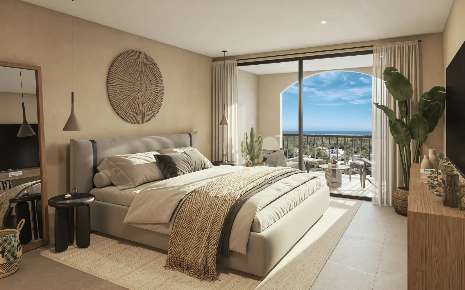 Nima Town bedroom with balcony and ocean view