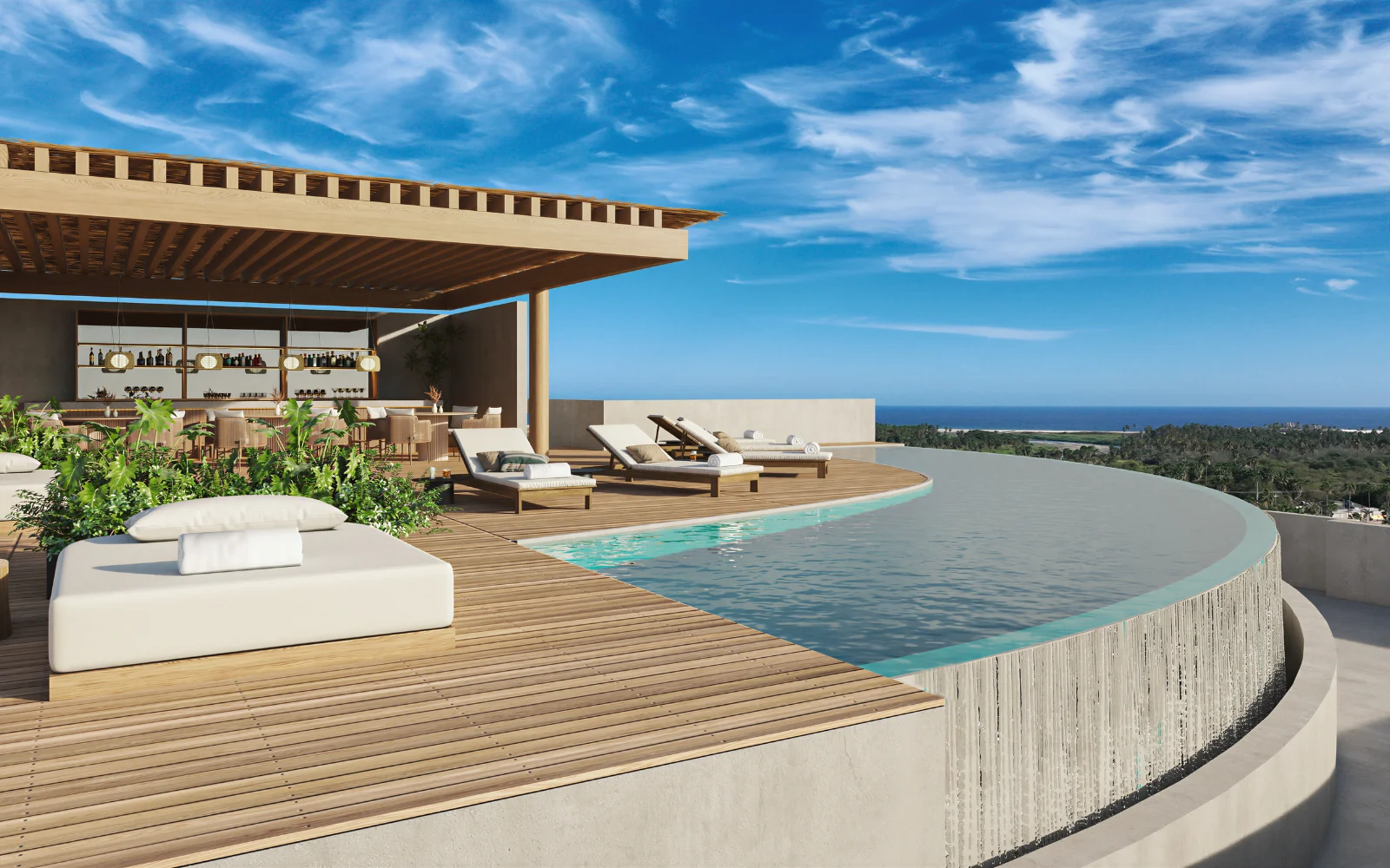 Nima Town chill pool with ocean view
