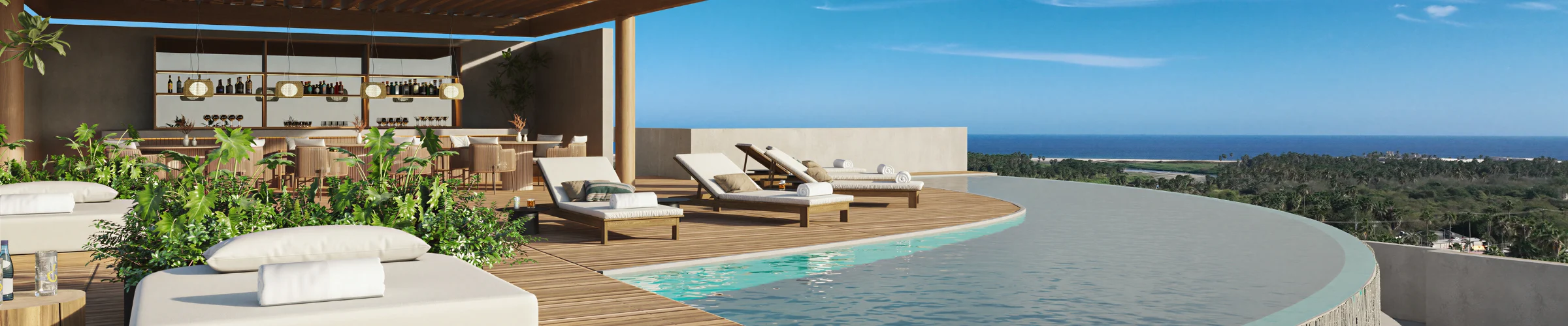 Nima Town rooftop pool and ocean view